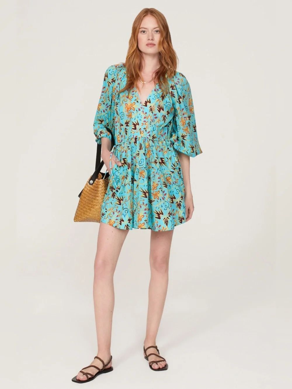 A.L.C. Sally Dress Grotto Multi Teal Paisley 8 - Picture 2 of 11